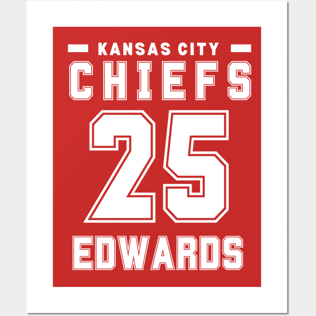 Chiefs Football Edwards 25 Kansas City Chiefs football Wall Art by PrettyMerch